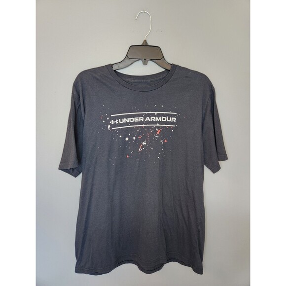 Lot of 2 Under Armour T-Shirts Men's L Gray Black Graphic Print Charged Heatgear - Picture 2 of 9